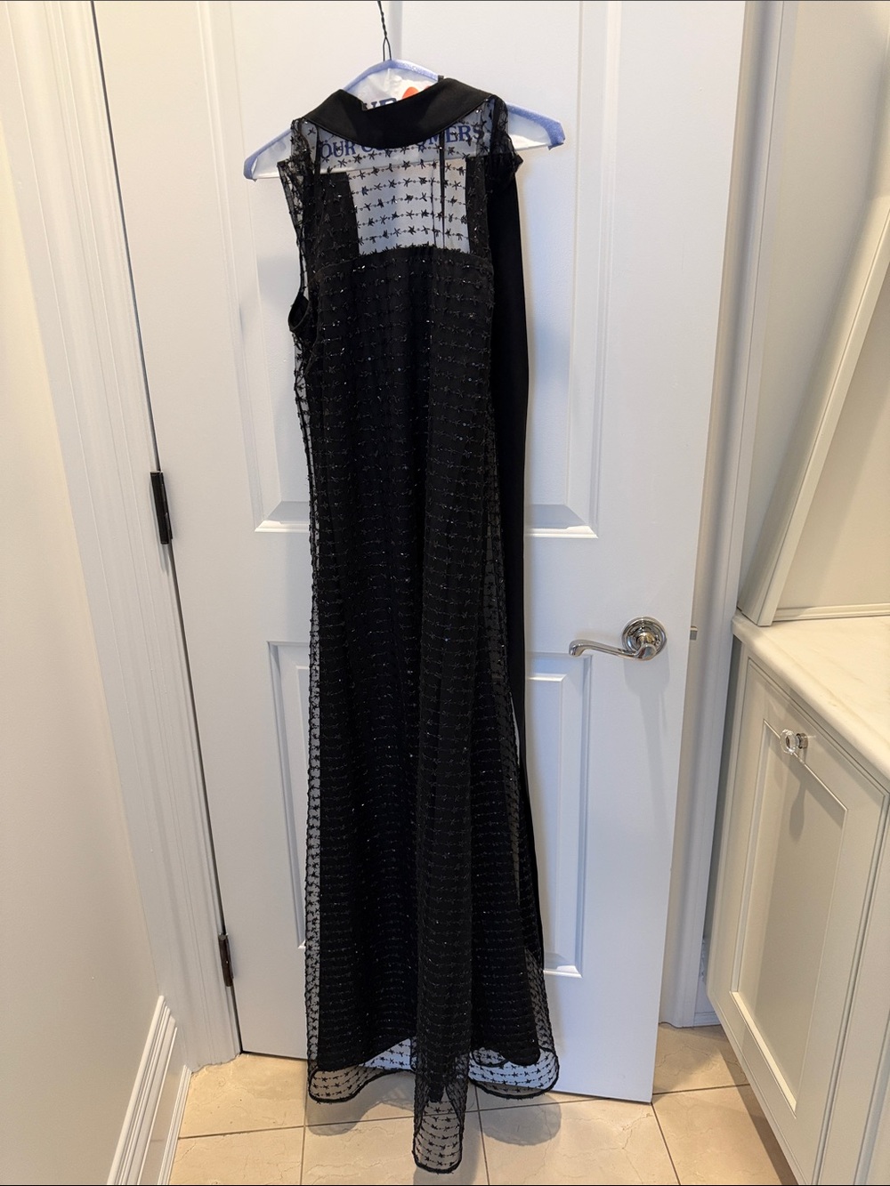 STAUD Black Sleeveless Sheer Embellished Maxi Dress